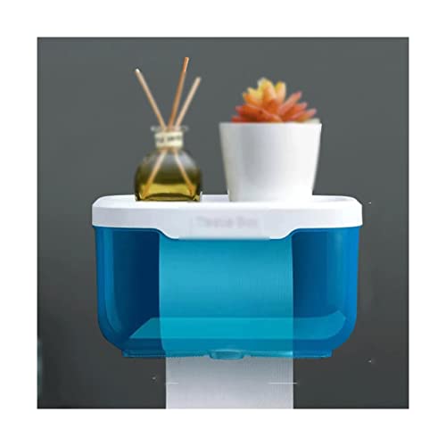 Stainless Steel Toilet Paper Holder，Recessed Toilet Paper Holder，Plastic Tissue Box Cover Tissue Cover with lid Bathroom Home Paper Holder Boxes Storage Box(Blue) - size: Blue