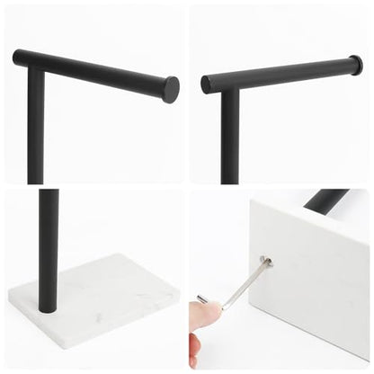 Hand Towel Holder, Hand Towel Stand for Bathroom with Marble Base, 304 Stainless Steel L Shape Hand Towel Rack Bar Standing for Vanity Kitchen Countertop, Matte Black - color: Matte Black