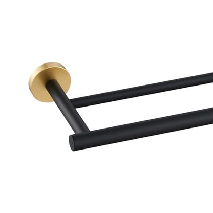 Miyili 30-Inch Bathroom Double Towel Bar SUS 304 Stainless Steel Bath Towel Rack Holder Wall Mount Black & Gold, A01BG75B - color: Black & Gold, size: 30-Inch
