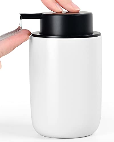 BosilunLlife Lotion Pump Dispenser for Bathroom Lotion Hand Pump Dispenser | Bathroom Soap Dispenser White Kitchen Dish Soap Ceramic Small Liquid Soap Dispenser - color: White