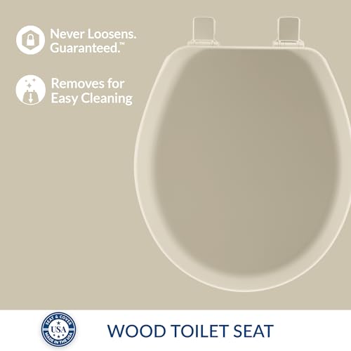 Mayfair Cameron Bone Toilet Seat, Non Slip Heavy Duty Wood, Easy Clean, Made in USA, Round - color: Bone, size: Round