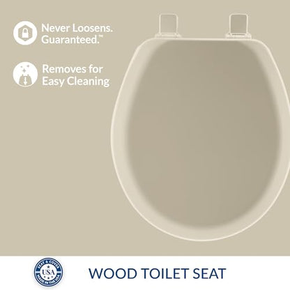Mayfair Cameron Bone Toilet Seat, Non Slip Heavy Duty Wood, Easy Clean, Made in USA, Round - color: Bone, size: Round