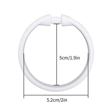 Shower Curtain Rings-12 Pack- Plastic Shower Curtain Hooks O-Shaped Rings Hook Glide Easily on Bathroom Shower Rod(White)