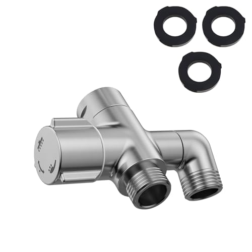 3-Way Shower Diverter Valve, 1 Inlet for 2 Outlets - Solid Metal Divider Allows Switching Between Fixed & Handheld Showerheads, G1/2 Universal Fit, (Brushed Nickel) - color: Brushed Nickel