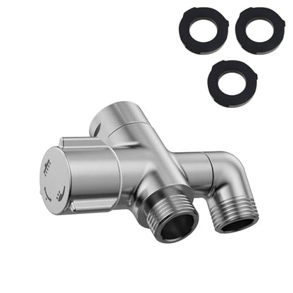 3-Way Shower Diverter Valve, 1 Inlet for 2 Outlets - Solid Metal Divider Allows Switching Between Fixed & Handheld Showerheads, G1/2 Universal Fit, (Brushed Nickel) - color: Brushed Nickel