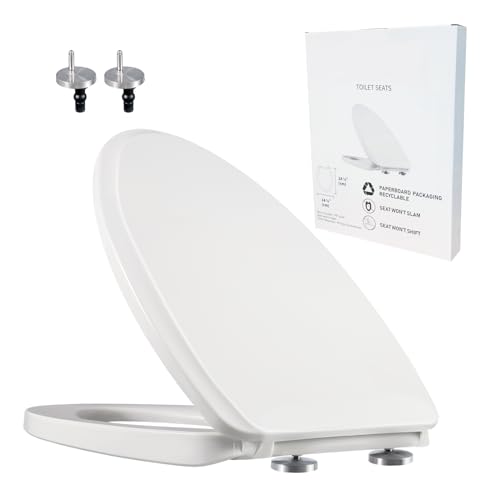 YNR Toilet Seat with Slow Close Hinges, Standard Elongated Toilet Seat with Non-slip Seat Bumpers, Easy to Install & Clean, Heavy Duty PP Material, Fits All Toilet Brands (Y7) - color: Y7