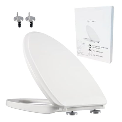 YNR Toilet Seat with Slow Close Hinges, Standard Elongated Toilet Seat with Non-slip Seat Bumpers, Easy to Install & Clean, Heavy Duty PP Material, Fits All Toilet Brands (Y7) - color: Y7
