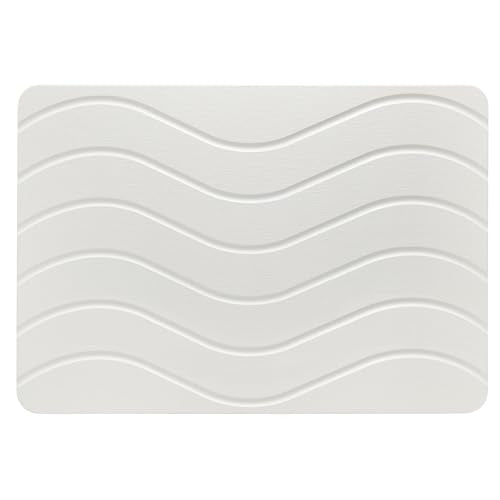 Absorbent Stone Bath Mat Diatomaceous Earth Shower Mats Non-Slip Bathroom | Wavy, Water Absorbing Rug, Diatomite Stone Drying Mat for Bathroom Floor, Quick-Drying, Easy to Clean, Bathroom Accessories - color: White