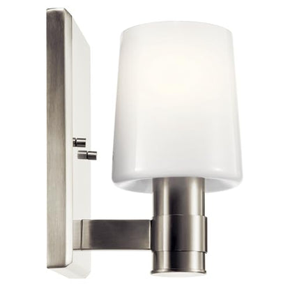 Kichler Adani 8.5" 1-Light Wall Sconce Light, Brushed Nickel | Opal glass creates soft ambient lighting for bathrooms, kitchens, bedrooms and hallways, 55174NI - color: Brushed Nickel, size: 8.5"