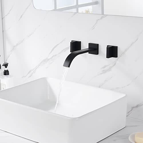 sumerain Black Bathroom Faucet Wall Mount Lavatory Faucet Includes Rough in Valve - color: Matte Black