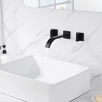 sumerain Black Bathroom Faucet Wall Mount Lavatory Faucet Includes Rough in Valve - color: Matte Black