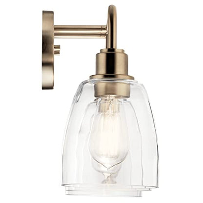 Kichler Meller 24.25" 3-Light Bathroom Vanity Light Fixture with Clear Glass Shades in Champagne Bronze for Mirror or Powder Room (24.25" W x 11.25" H x 7" D) 55102CPZ - color: Champagne Bronze, style: 3 Light