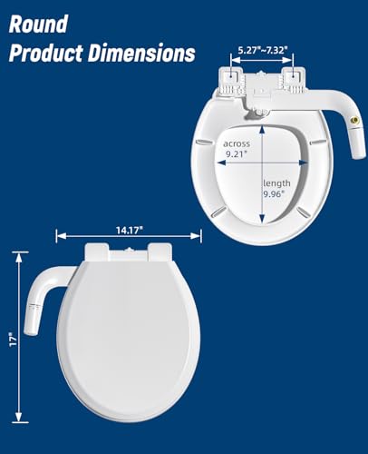 SAMODRA Bidet Toilet Seat with Soft Close Lid | Fits Round Toilets,Non-Electric,Dual Nozzle System, Adjustable Water Pressure, Quick-Release for Easy Installation & Clean
