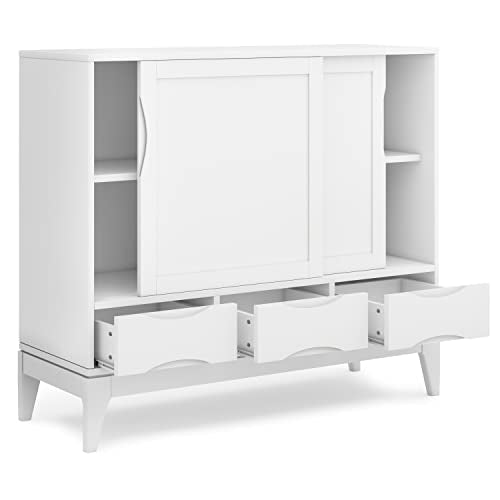 SIMPLIHOME Lowry 39" Acacia Wood Cabinet in Distressed Golden Wheat - color: White, size: 48 inch