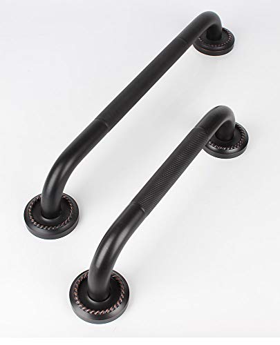 16-Inch Grab Bar Featuring Anti-Slip Handrail, Solid Brass, Oil Rubbed Bronze, Heavy-Duty Construction Armrest, Bathroom Bathtube Shower Safety Rail - color: Mh, size: 16 Inch (Pack of 1)
