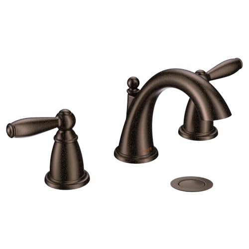 Moen Brantford Oil-Rubbed Bronze Two-Handle Widespread Bathroom Sink Faucet for 3-Hole Setups with Valve Included, TV6620ORB