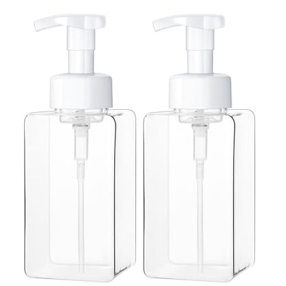 Kzeirm Foaming Soap Dispenser for Bathroom & Kitchen 15 Oz, Refillable Foam Hand Soap Dispenser for Liquid Soap, 2Pcs Foam Pump Bottle with Waterproof Labels, Clear - color: Clear