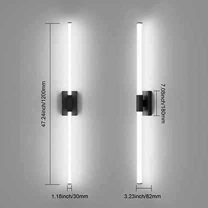 Ralbay 48inch Black Bathroom Vanity Lights Bar 36W Modern LED Matte Black Vanity Light Fixtures Over Mirror(5500K White Light) - color: Black, size: 48 inch
