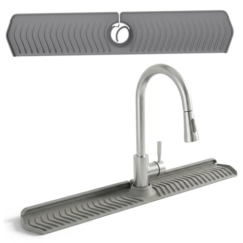 Silicone Sink Splash Guard, 30 Inch Foldable Mat - Adjustable Lock Guard for Kitchen Behind Faucet, Counter Protection(Grey) - color: Gray
