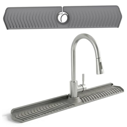 Silicone Sink Splash Guard, 30 Inch Foldable Mat - Adjustable Lock Guard for Kitchen Behind Faucet, Counter Protection(Grey) - color: Gray