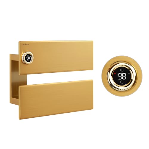 P&Dlusir X Series Heated Towel Rack, 2 Panel, Gold | Towel Warmer, Precise Thermo Control and Timer (1-24h, On), Fast Heating and Drying, Plug-in, Hardwired - color: Gold, size: 2 Panel