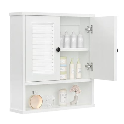 JMJA WPC Bathroom Cabinet Wall Mounted,Over Toilet Storage Organizer Adjustable Shelves,Suitable for Bathrooms,White
