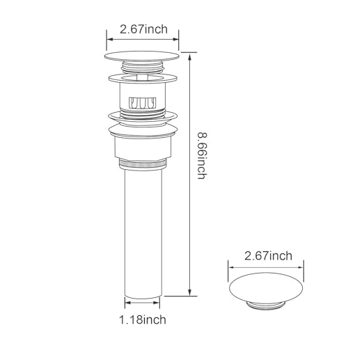 Bathroom Sink Drain with Strainer Basket and Pop-Up Drain Stopper Set (Brushed Nickel, with Overflow) - color: Brushed Nickel, size: with Overflow