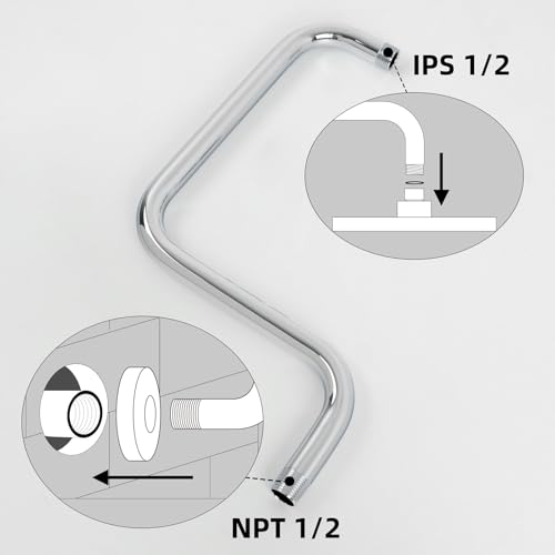 13 Inch S shaped Shower Arm,Stainless Steel Wall-Mounted High Rise Shower Head Extension Arm with Flange，Chrome,10Z1MK - color: Chrome, style: S Shaped