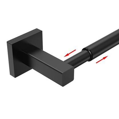 Towel Bar, Towel Racks for Bathroom Wall Mounted, Matte Black | Adjustable 12.7 to 23.2 Inch Single Towel Rod, 304 Stainless Steel Towel Holder, Rustproof, Square Base, Heavy Duty, Modern - color: Matte Black, size: Wall-Mounted