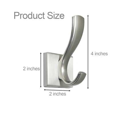 Brushed Nickel Towel Robe Clothes Coat Hooks for wall | Heavy Duty Wall Mount Rust-proof Double towel hooks for Bath Bedroom Kitchen Pool Garage Hotel - color: Brushed Nickel 4