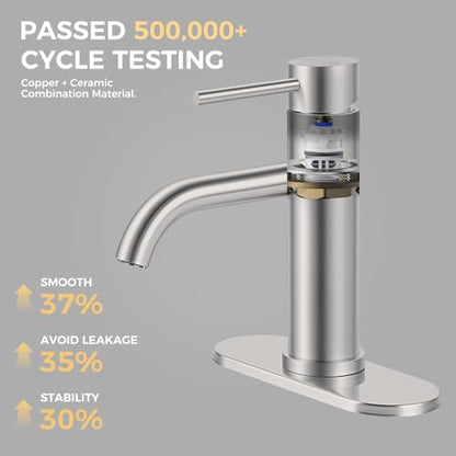 Bathroom Sink 1 Hole Single Handle Lever Faucets Stainless Steel | Pop Up Drain,Deck Plate,Flexible Hoses,1 or 3 Hole,Modern,for Vanity RV Bath Basin Wash Room Restroom Home,Brushed Nickel - color: Brushed Nickel