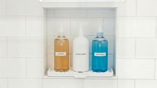 Silicone Soap Dish Tray and Sponge Holder with Drain Chute and Feet | 3-Way Sloped Design | Bathroom and Kitchen Sink Organizer Caddy (White, 10"x4", 7.8 Ounces) - color: White, size: 10"x4"