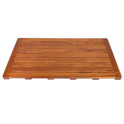 Utoplike Teak Bath Mat, Large Wood Shower Mats for Bathroom, 31.7 x17.9 in | with Non Slip Pads, Sturdy Solid Wooden, Floor Mat for Indoor Spa, Outdoor Inside Shower - size: 31.7" x 17.9" (Rectangular)