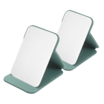 2pcs Small Vanity Mirror with Foldable Stand Portable Desk Makeup Mirror for Home Dorm Office High Definition Personal Countertop Folding