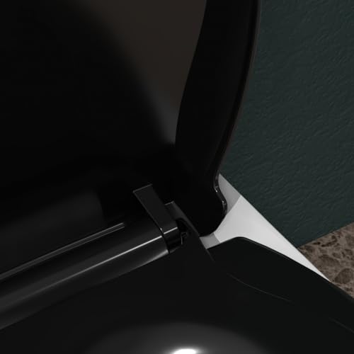 Toilet Seat with Easy Clean & Change Hinges, Quiet-Close Lid, Contoured Seat, Quick-Attach Hardware, White, 18.6"L x 14.2"W - color: Black, size: 18.6"L x 14.2"W