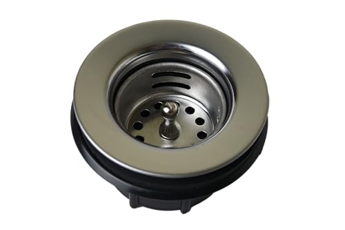 APEX RV Sink Drain with Removable Stainless Steel Strainer, fits (2 1/2 inch) Sink Opening, Fits (1 1/2 inch) Pipe Diameter for RV, Camper, Trailer, Marine Vessel, Cabin, and Bar Sink.