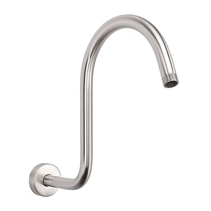 S Shaped Shower Arm, High Rise Shower Head Extension Pipe Standard 1/2" Connection with Flange, Awesome Shower Experience-Stainless Steel Bathroom Accessory(13 Inch 2-S Shape, Brushed Nickel) - color: Brushed Nickel, style: 13" 2 Shape