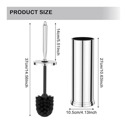 Stainless Steel Toilet Bowl Brush and Holder Set Scrubber Chrome | Weighted Stable Base Removable Inner Tube Toilet Bowl Brush Splash-Proof Design for Deep Cleaning Space Saving Storage - color: Chrome