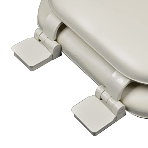 6Q1E2-01 Premium Soft Toilet Seat with Wood Core includes Vari-Adjust Lok-Down Release 'N' Clean Hinge, Elongated, Bone - color: Bone, style: Elongated