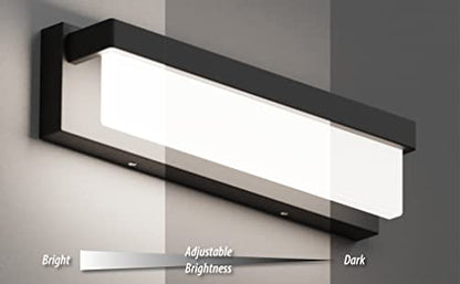LED Bathroom Vanity Light Fixture Over Mirror 16.5 inch Modern Rectangle Black Matte Metal Lighting Bar 4000K Daylight Wall Sconce (Black) - color: Black, size: 16 inch