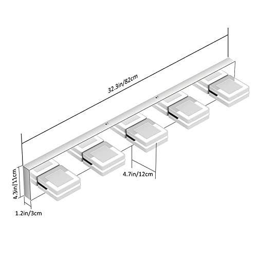 Ralbay 5 Light Modern LED Vanity Light Chrome Bathroom Light Fixtures Acrylic Up and Down Bathroom Wall Mounted Lighting Over Mirror - color: Chrome, size: 5 Light