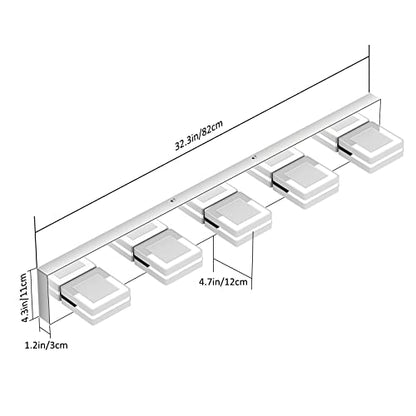 Ralbay 5 Light Modern LED Vanity Light Chrome Bathroom Light Fixtures Acrylic Up and Down Bathroom Wall Mounted Lighting Over Mirror - color: Chrome, size: 5 Light