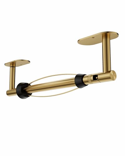 Gold Paper Towel Holder Under Cabinet, Self Adhesive or Wall Mount for Kitchen Bathroom, Stainless Steel Paper Towel Holders with Damping Effect, Single Hand Operable - color: Gold, size: One Hand Tear Holder