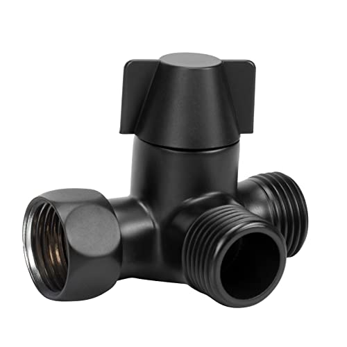 NearMoon Solid Brass G1/2" Shower Arm, 3-Way Diverter Valve for Handheld and Fixed Spray Head, Bathroom Component for Showerhead Combo T-Adapter (Movable Nut, Matte Black) - color: Matte Black, size: Movable Nut