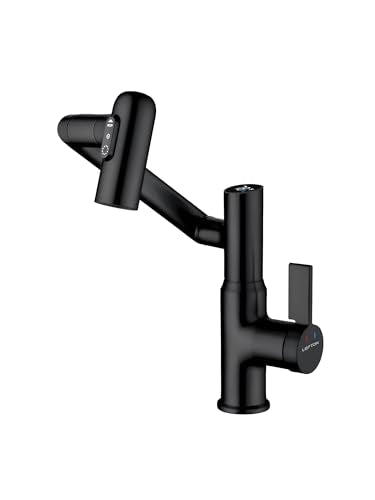 Rotatable Bathroom Faucet with Temperature Display in Fahrenheit (Batteries-Free), 3 Water Outlet Modes, Matte Black, BF2204-3 - color: Matt Black
