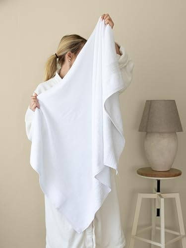 100% Turkish Cotton Towel Set of 6 - Soft, Plush & Super Absorbent - Premium Set with 2 Bath Towels, 2 Hand Towels, and 2 Washcloths - Made in Turkey (White, 6-Piece Towel Set) - color: White
