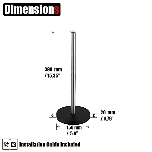JQK Toilet Paper Storage Stand, 304 Stainless Steel Thicken 0.8mm Tissue Reserve Holder Dispenser for Bathroom, Brushed Steel, TPS180-BN - color: Brushed & Black Base