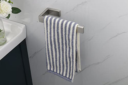 TocTen Hand Towel Holder/Towel Ring - Thicken SUS304 Stainless Steel Bathroom Hand Towel Hanger, 9 Inch Heavy Duty Wall Mounted Towel Rack, Square Hand Towel Bar for Bathroom (Brush, 2 Pack) - color: Brushed, size: 9 In-2 Pack
