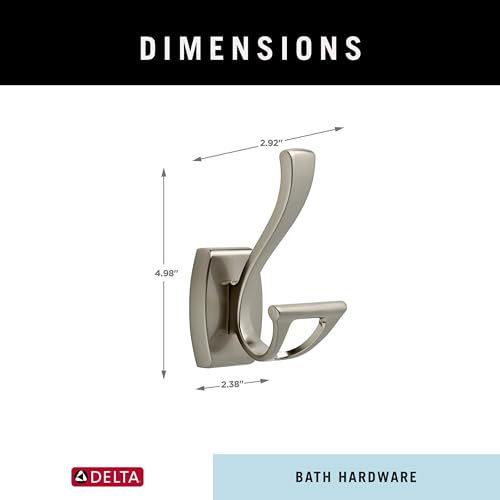 Delta Dansant Towel Hook Satin Nickel | Wall Mounted | Bathroom Hardware | Model 135241 | Pack of 5 - color: SpotShield Brushed Nickel, size: 4.8 x 2.4 x 2.9 Inches (Pack of 5)