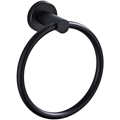 304 Stainless Steel Towel Ring Towel Holder Hanging Round Simple Black Towel Circular Holder (Black 1Pcs)(JH000111B(1)) - color: Black 1pcs